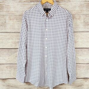 Mizzen + Main Men's Blue Pink Floral Trim Fit Performance Shirt Leeward Medium